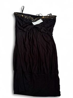 Sky Black Strapless Dress with Gold Beaded Trim